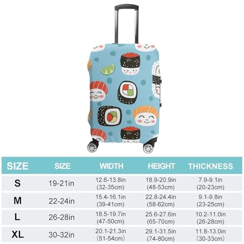 Cute Rolls And Sushi Luggage Cover Suitcase Cover Protector Anti-scratch Travel Suitcase Wrap for Unisex L2