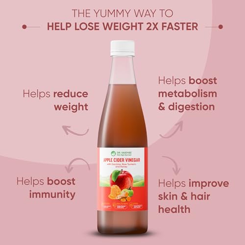Image of Dr. Vaidya Apple Cider Vinegar Juice | Natural ACV Juice for Weight Loss & Detox | Aids Digestion & Gut Health | Metabolism Booster | ACV Detox Drink Fat Burner for Men & Women | 450ml, Pack of 1
