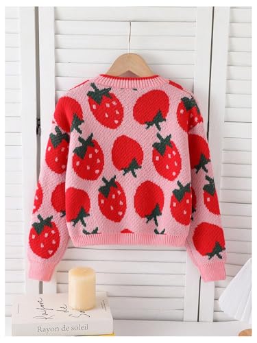 Image of BEAUDRM Girl's Bow Sweater Crew Neck Cute Sweaters Long Sleeve Knit Pullovers Sweater
