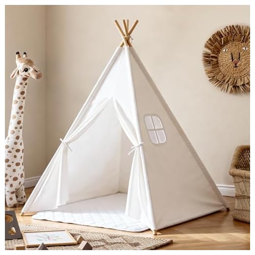 Sumbababy Teepee Tent for Kids with Carry Case, Natural Cotton Canvas Teepee Play Tent, Toys for Girls/Boys Indoor & Outdoor Playing--ASTM Certified