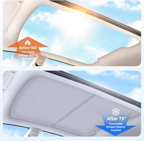 Image of 2026 Upgrade Sunshade Roof for Tesla Model Y Juniper 2025 2026 [No-Gap /Sag-Free] Heat Insulation Glass Roof Sunshade Sunroof for Tesla Model Y Accessories 2026 2025 Beige