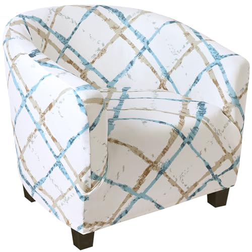 Image of SearchI Club Chair Slipcover Stretch Barrel Chair Covers Printed Tub Chair Slipcovers Soft Spandex Armchair Sofa Cover Removable Couch Furniture Protector for Living Room (Geometric Stripe)
