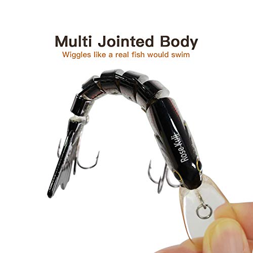 ROSE KULI Fishing Bass Lures Multi Jointed Topwater Life-Like Trout Swimbait Hard CrankBaits - Thumbnail 2
