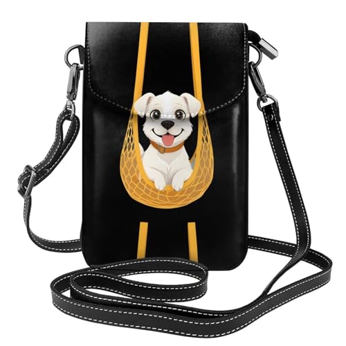 Petit sac à main pour téléphone portable en cuir avec rabat motif chiot