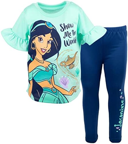 Disney Princess Girls' 2-Piece T-Shirt and Leggings Set Toddler to Big Kid