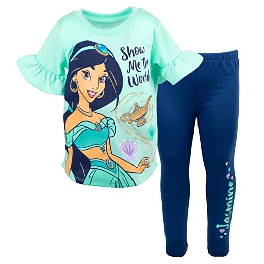 Disney Princess Jasmine Little Girls Graphic T-Shirt Jogger Legging [ColorTag1] 6-6X