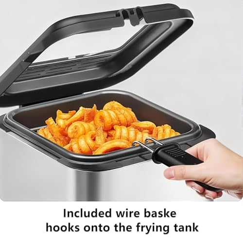 Friteuse électrique 2.5L anti-éclaboussures avec thermostat pour friture propre
