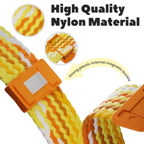 Image of Braided Stretchy Adjustable Straps Compatible for Apple Watch Band 38mm 40mm 41mm 42mm 44mm 45mm 46mm 49mm Women Men,Nylon Magnetic Buckle bands for iWatch Series 10 9 8 SE 7 6 5 4 3 Ultra 2 /1