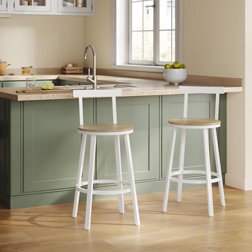 Tabouret de bar lot de 4 chêne clair avec repose-pieds et dossier