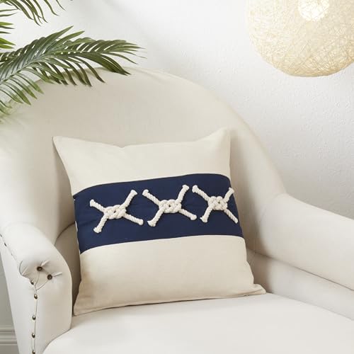 SARO LIFESTYLE Rope Knots Appliqué Throw Pillow Cover SARO LIFESTYLE Rope Knots Appliqué Throw Pillow Cover