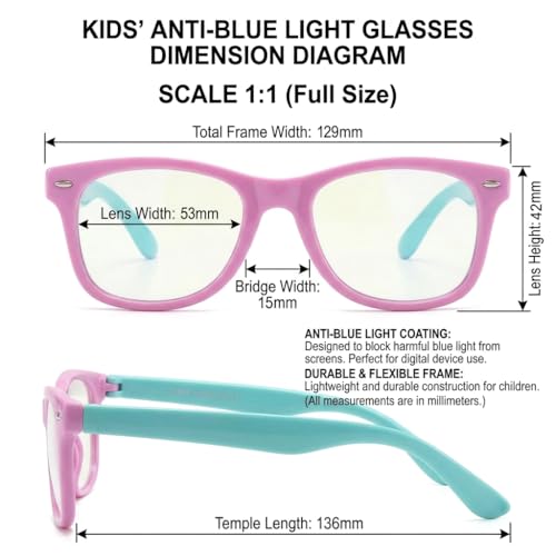 Image of Kids Blue Light Blocking Glasses Rectangle Digital Boys Girl Age for 5-12
