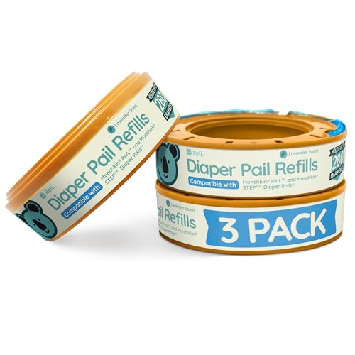 Image of Reli. Diaper Pail Refill Bags, Compatible with Munchkin Step, Pail (3 Pack) | Pail Refills w/Lavender Scent | Odor Blocking, Strong, Easy Replacement | Holds up to 840 Diapers