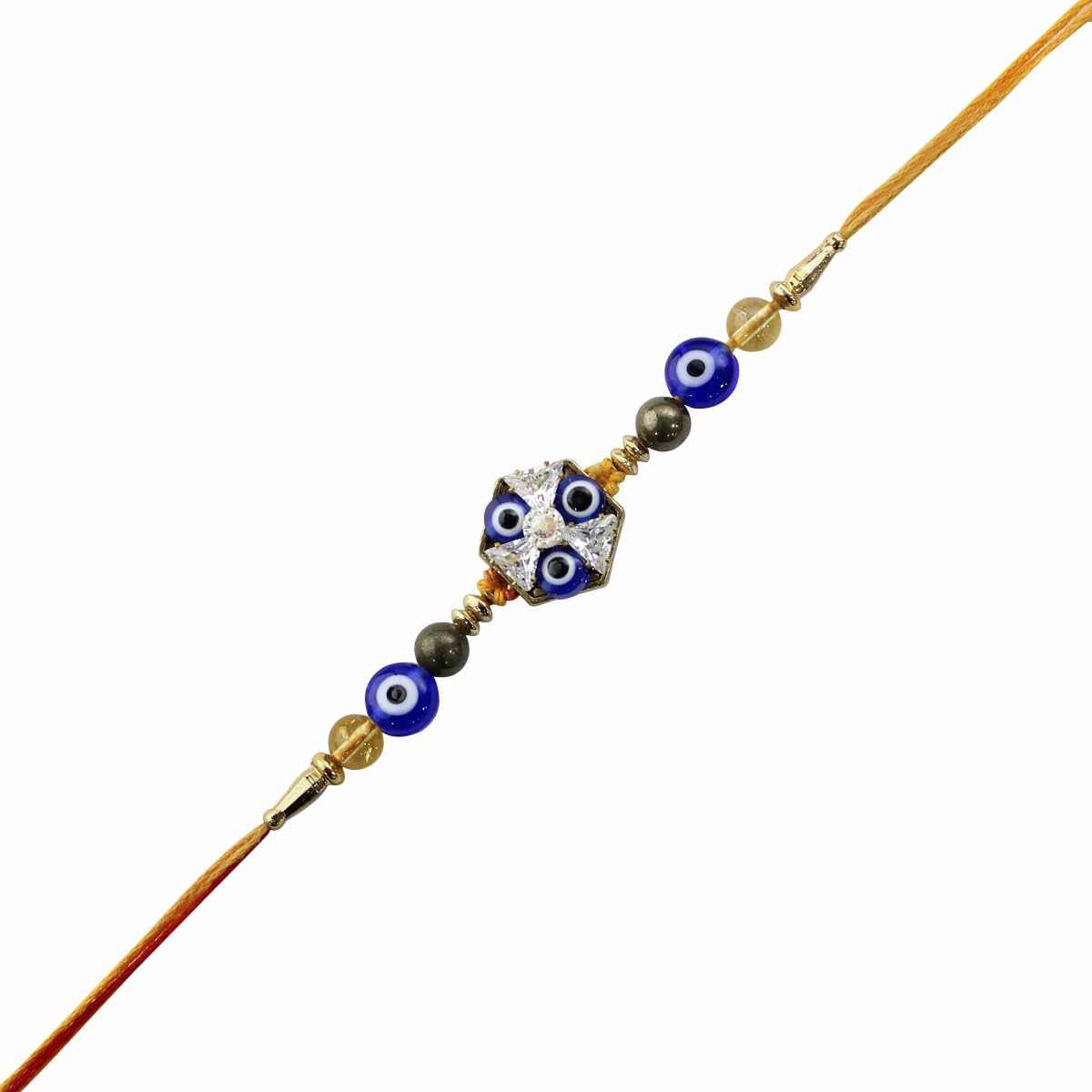Shubhanjali Hexagon Success Evil Eye Rakhi for Beloved Brother and Sister (Pack of 1) | Crystal Bead Bhaiya Bhabhi Thread Rakhi | Unique Rakhi for Boys Gift with Roli Kumkum Bottle Rakshabandhan Card (B0CB1RZTS5) Amazon Price History, Amazon Price Tracker