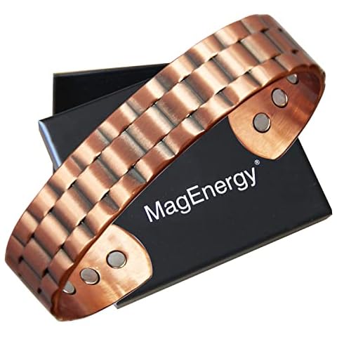 MagEnergy Copper Bracelet for Men, 99.9% Pure Copper Bracelet for Men with 6pcs 3500 Gauss Magnets, Adjustable Bracelets Jewelry Gift Cover