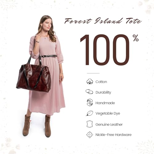 Image of OLD TREND Genuine Leather Forest Island Tote | Spacious Handbag with Removable Inner Pouches