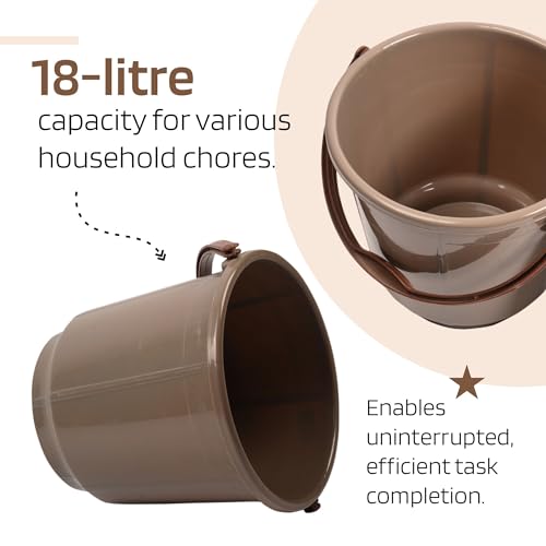 Image of Kuber Industries 3 Pcs 18 Liter Plastic Bucket for Bathroom | Water Storage Bucket | Balti for Bathroom | Plastic Bucket for Daily Use | Pink-Blue & Mink Grey