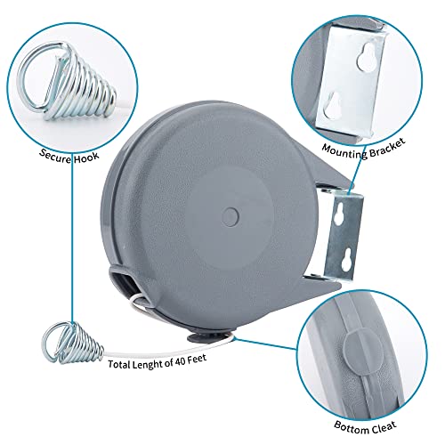 T-H-See Retractable Clothesline Flexible Portable Heavy Duty 40 Feet Adjustable Heavy Duty Laundry Clothes Line thumb #2