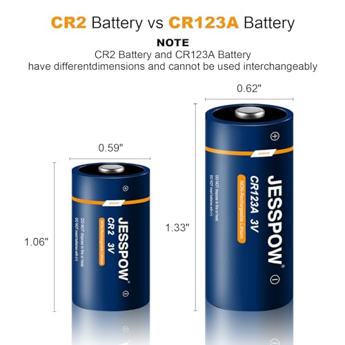 image for JESSPOW CR2 Lithium Battery, PTC Protected High Performance, CR2 3V Ba