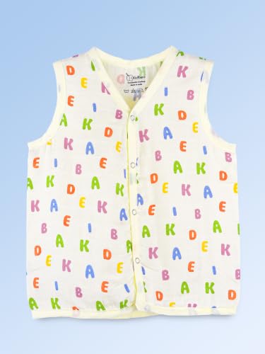 Image of Kidbea Bamboo Muslin Jhabla for Newborn Baby, V-Neck Sleeveless Button Jhabla Shirt, Soft Breathable Infant Kids Clothing for Summer Wear