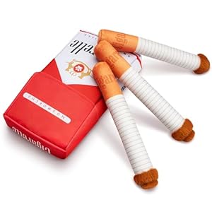 Cigarette Dog Toy Large, Plush Funny Dog Toys 3 Packs Giggle Puff Stick Toys with Box, Interactive Squeaky Cigar Puppy Toys for Small to Medium Breed, Funny Puppies Gift Dog Accessories
