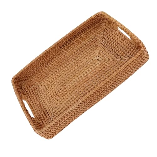 Bandeja de té con asas y gran capacidad hecha en ratán decorativo para postres de cocina 6