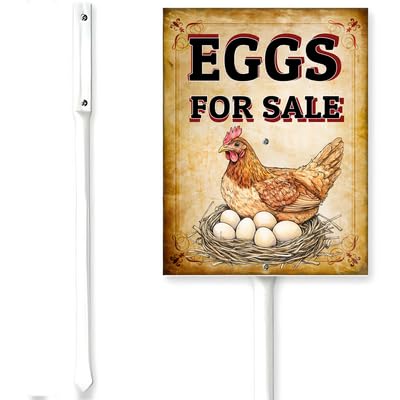 Horienteeon Eggs For Sale Sign With Stake Hen Nest Chicken Eggs For Sale Yard Neighborhood Farm Lawn Prop Walkway Porch Decorations,Street Business Outdoor Aluminium Décor 7x8.8"