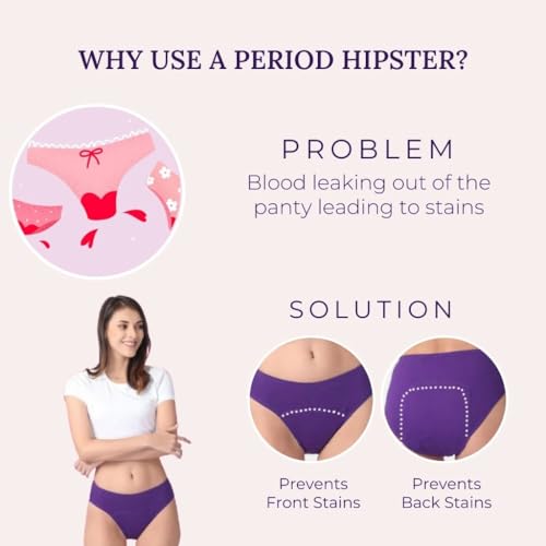 Image of Adira | Hipster Panties for Women | Period Panties for Women Leak Proof & Breathable | Hipster Fit for Medium Flow | Use with Pad for Non Icky Feeling | Patented Design | Pack of 2