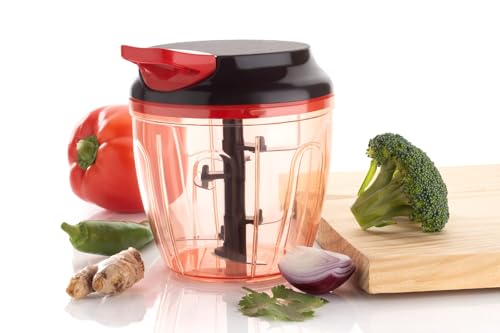 Image of Premium Smart Pull Chopper with 6 Stainless Steel Blades | Manual Vegetable Fruit Nut Onion Chopper & Hand Food Processor | Meat Grinder Mixer Slicer Shredder Salad Maker (Multicolor)