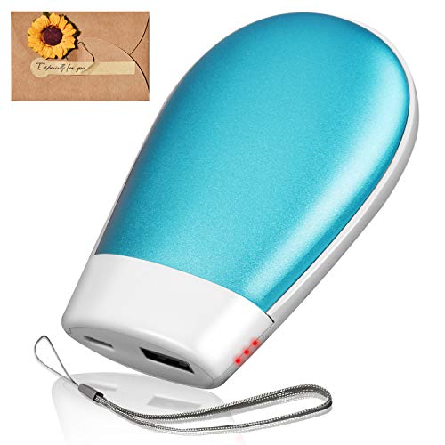 2019, scaldamani ricaricabile, ricaricabile, Relangce, 5200 mAh, 6 ore, elettrico, riutilizzabile, antiscivolo, portatile, portatile, ideale come regalo invernale per donne, uomini, bambini, Blu.