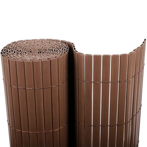 BONERVA | Cañizo PVC | Doble Cara | Valla de decoración Exterior para jardín y terraza (Chocolate, 1,5 x 3 Metros)