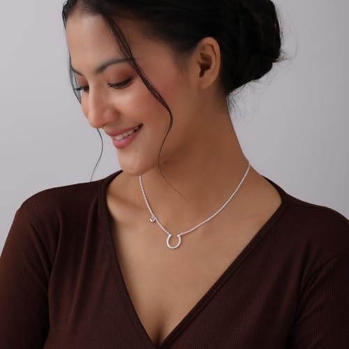 Image of TRUESILVER ACPL 925 Sterling Silver Pendant Necklace for Women | Elegant Charm Necklace | Contemporary Statement Jewelry | Birthday Anniversary Gift