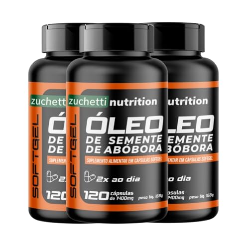 3 Potes Óleo de Semente de Abóbora 360 Capsulas Softgel Saúde Hom...