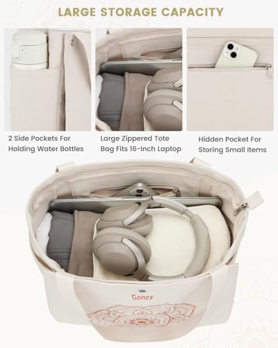 Gonex Yoga Mat Bag For Women Canvas Tote Pilates Gym Bag With Mat Carrier - image 3