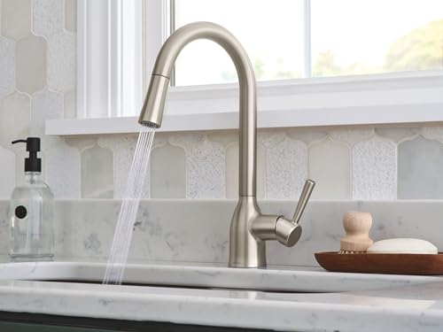 Moen Adler Spot Resist Stainless One-Handle High Arc Pulldown Kitchen Faucet with Power Clean, 87233SRS image 10