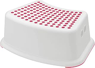 SPICOM Plastic Child Foot Step Stool Anti-Slip Cover on Top With For Children kids with a Max. Weight of 77 lb (Pink /White)