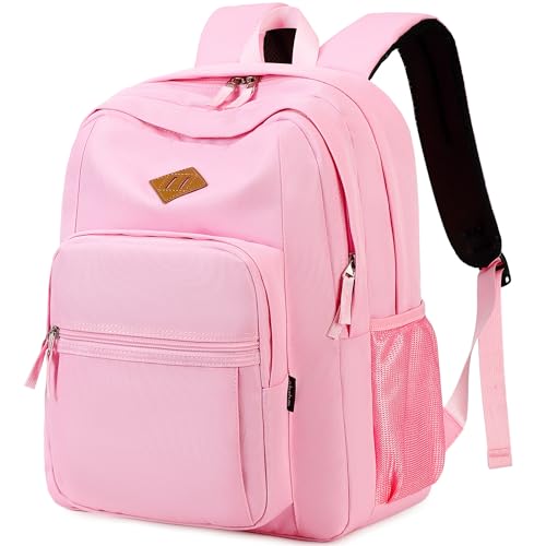 Image of abshoo Girls Solid Color Backpack For College Women Water Resistant School Bag (Pink)