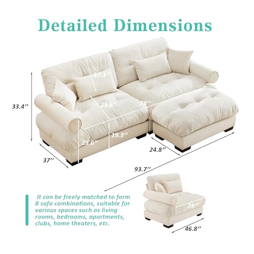 Image of SoarFlash L Shaped Couches for Living Room, Small Sectional Sofa Set with Reversible Chaise, Modern Designed Sleeper Sofas and Modular Couch Function, Suitable for Small Spaces in Apartment, Beige
