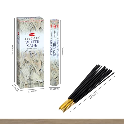 HEM White Sage Incense Sticks - 100 Count | Natural Air Purifying Aromatherapy | Calming and Cleansing Fragrance | Perfect for Meditation and Relaxation | Long-Lasting Burn