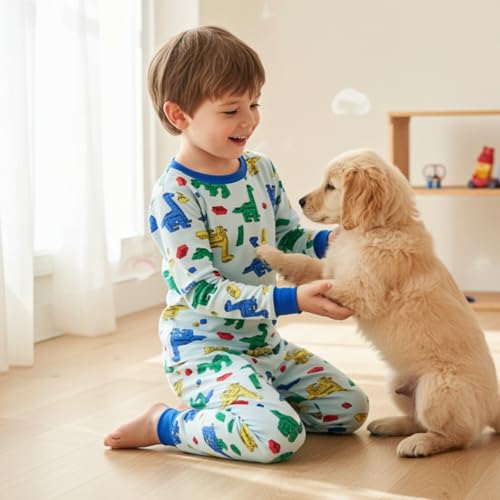 Image of PATPAT Toddler & Kids Pajama Sets with Bamboo Viscose, Snug Fit Pjs for Girls, All-Season Comfort Sleepwear, Ages 2-12 Years