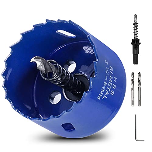 Image of Luomorgo 2 1 /8 inch Hole Saw, 54mm, 1 1 /4 inch Cutting Depth | HSS Bi-Metal, Hex Shank Drill Bit Adapter, For Wood Cornhole Boards Plastic Drywall Fiberboard