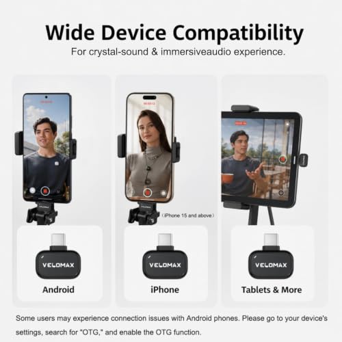 Image of VELOMAX Mic Wireless, 3-Level Noise Reduction, Magnetic Clip, Type-C 2 Mics with Charging Case, 164FT Range, Mic for YouTube Wireless, Wireless Mic for Creators, Wireless Mic for YouTube, Microphone