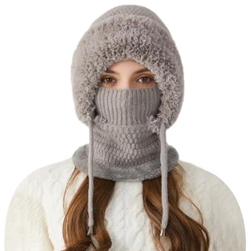 Bexdug Bonnet 3 en 1 pour Femme, Bonnet 3 en 1 avec Écharpe Et Masque, avec Couvre-Visage, Cache-Co, Chaud, pour La Randonnée, Les Voyages, Le Ski, Le Vélo, Le Snowboard