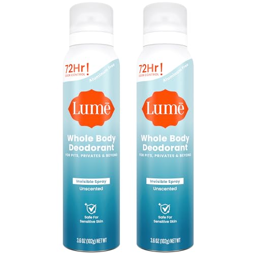 Lume Invisible Spray Deodorant For Women - Whole Body Deodorant Spray - 72 Hr Odor Control - Ozone Friendly, Natural Propellant - Aluminum & Baking Soda Free, Skin Loving - 3.6 ounce (Unscented)