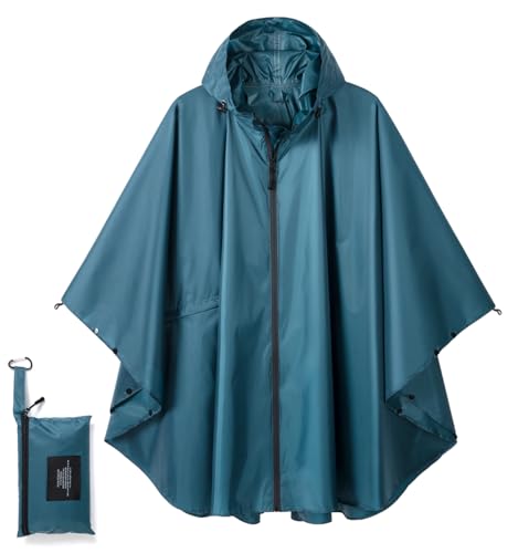 SIRMEDAL Damen Regenjacke Wasserdicht Atmungsaktiv Winddicht – Leichte Regenmantel Outdoor Jacke für Wandern Camping Urlaub – Tragbare Regenbekleidung (A-Dunkelgrün)