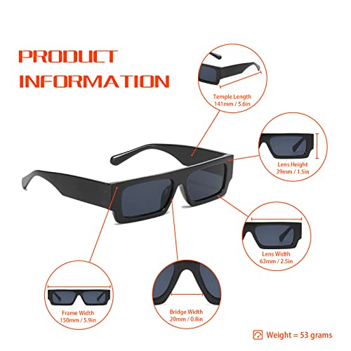 Vintage Rectangle Sunglasses for Men Women 90s Retro Fashion Glasses Square Shades4