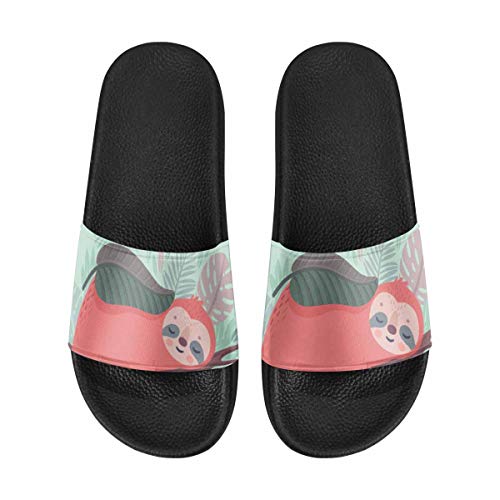 INTERESTPRINT Indoor Outdoor Women's Casual Sandals 8 B(M) US Cute Sleep Jungle Sloth