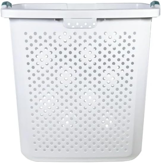 2.5 Bushel Laundry Hamper - Extra Large White Plastic Basket with Reinforced Handles