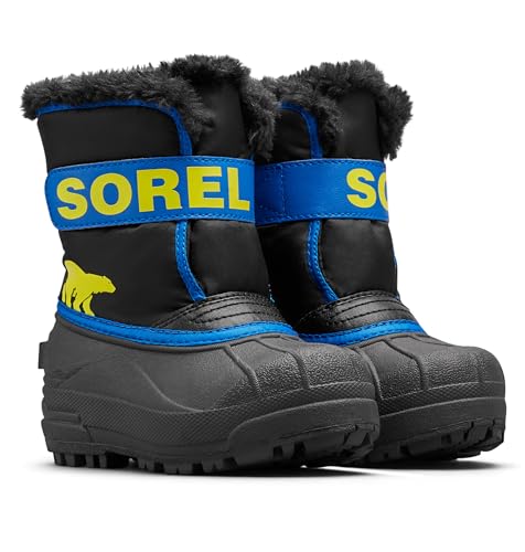 SOREL Children's Snow Commander Boot - Black, Super Blue - 122