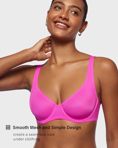 Image of INLYRIC Women's Mesh Balconette Bra Unlined | Ultra-soft, Unlined, Underwire, Light Support, No Padding, Semi-sheer, Demi, Seamless Look, Sexy, Supportive Comfortable