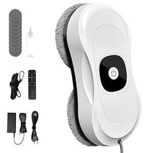 Fensterputzroboter, Elektrischer Fensterputzer mit Automatische Doppel-Sprühfunktion Fensterroboter mit 50ML Tank, 3 Reinigungsmodi, 10x Lappen, für Innen- und Außenfenster Window Cleaning Robot